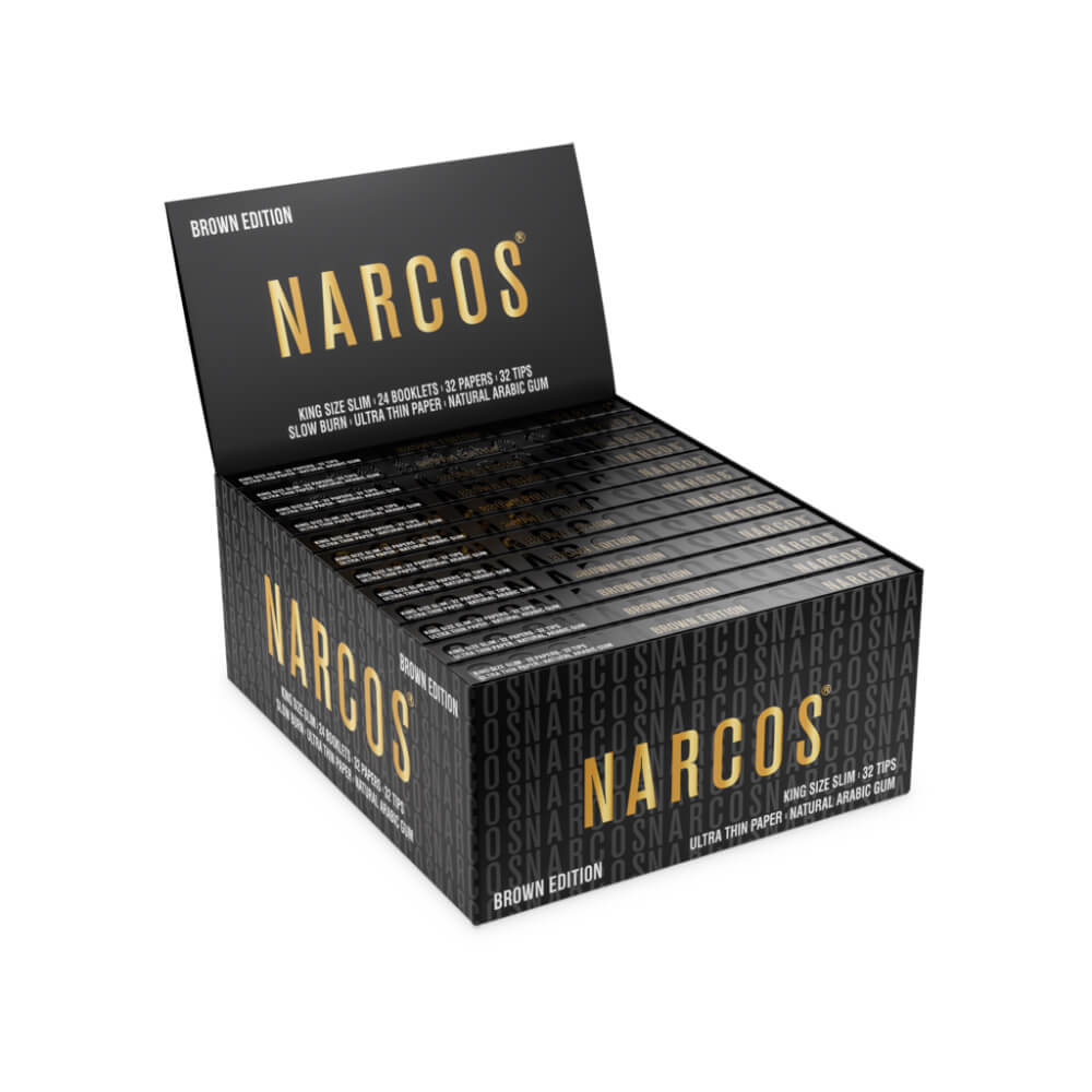 narcos brown edition king size slim rolling papers tips