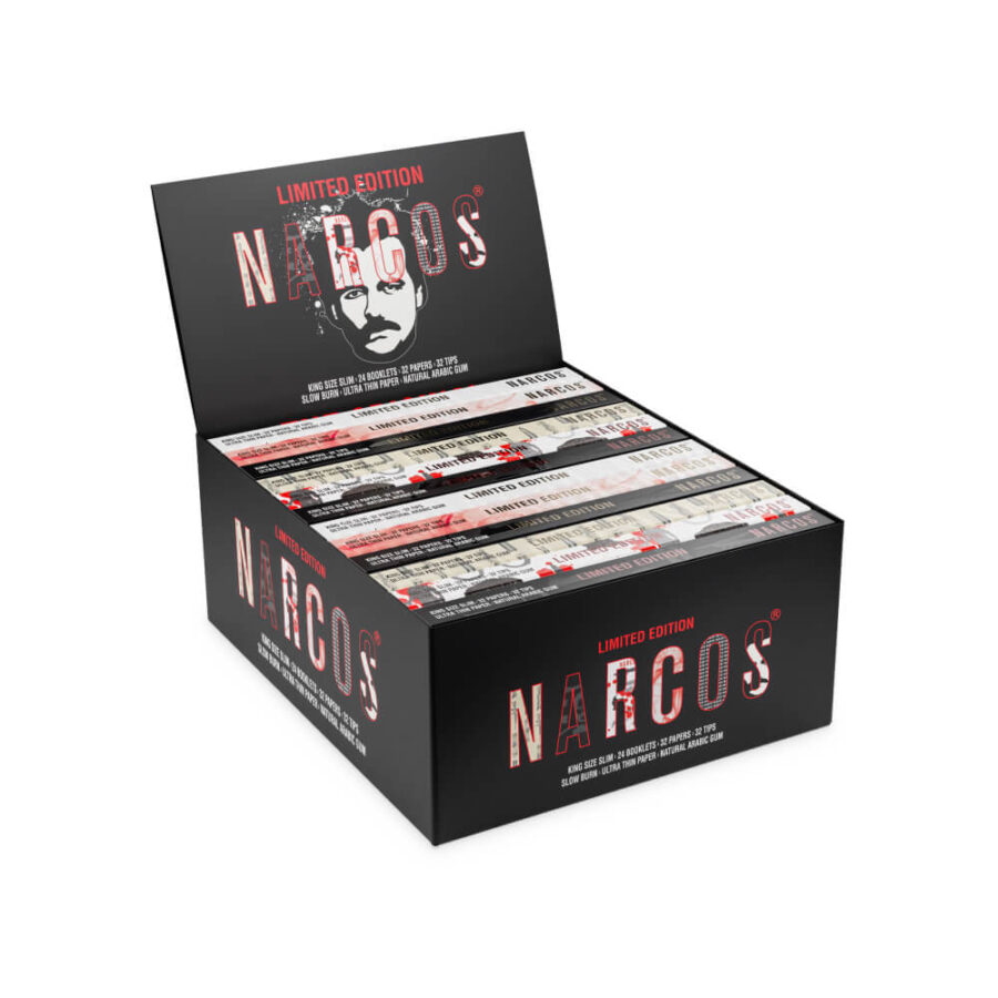 narcos limited edition king size slim rolling papers tips