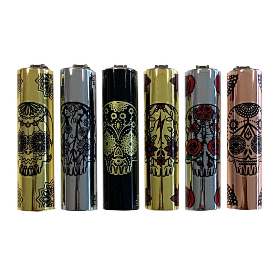 Clipper Lighters Metal Mexican Skulls (30pcs/display)