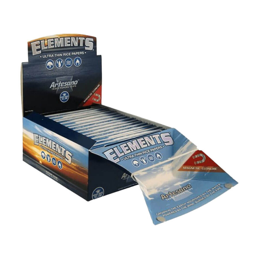 wholesale elements artesano kingsize slim rolling papers tips tray 15pcs display
