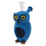 Owl Glass-Silicone Bong Blue 16cm