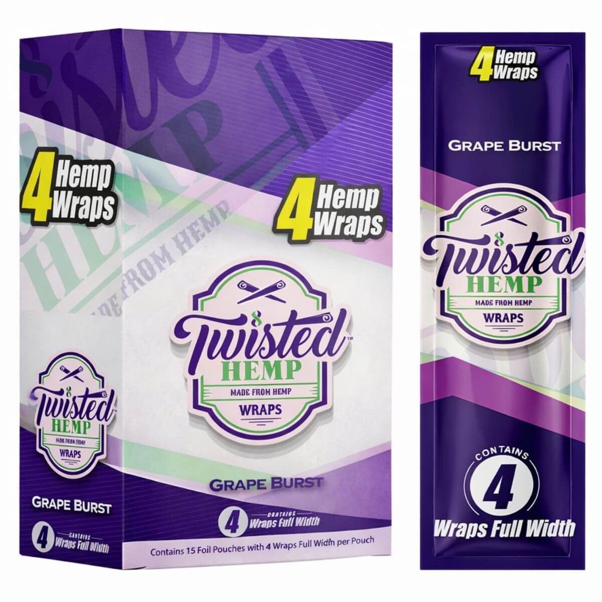 Twisted Hemp Wraps Grape Burst (15pcsdisplay) Twisted Hemp Wraps Grape Burst 15pcsdisplay