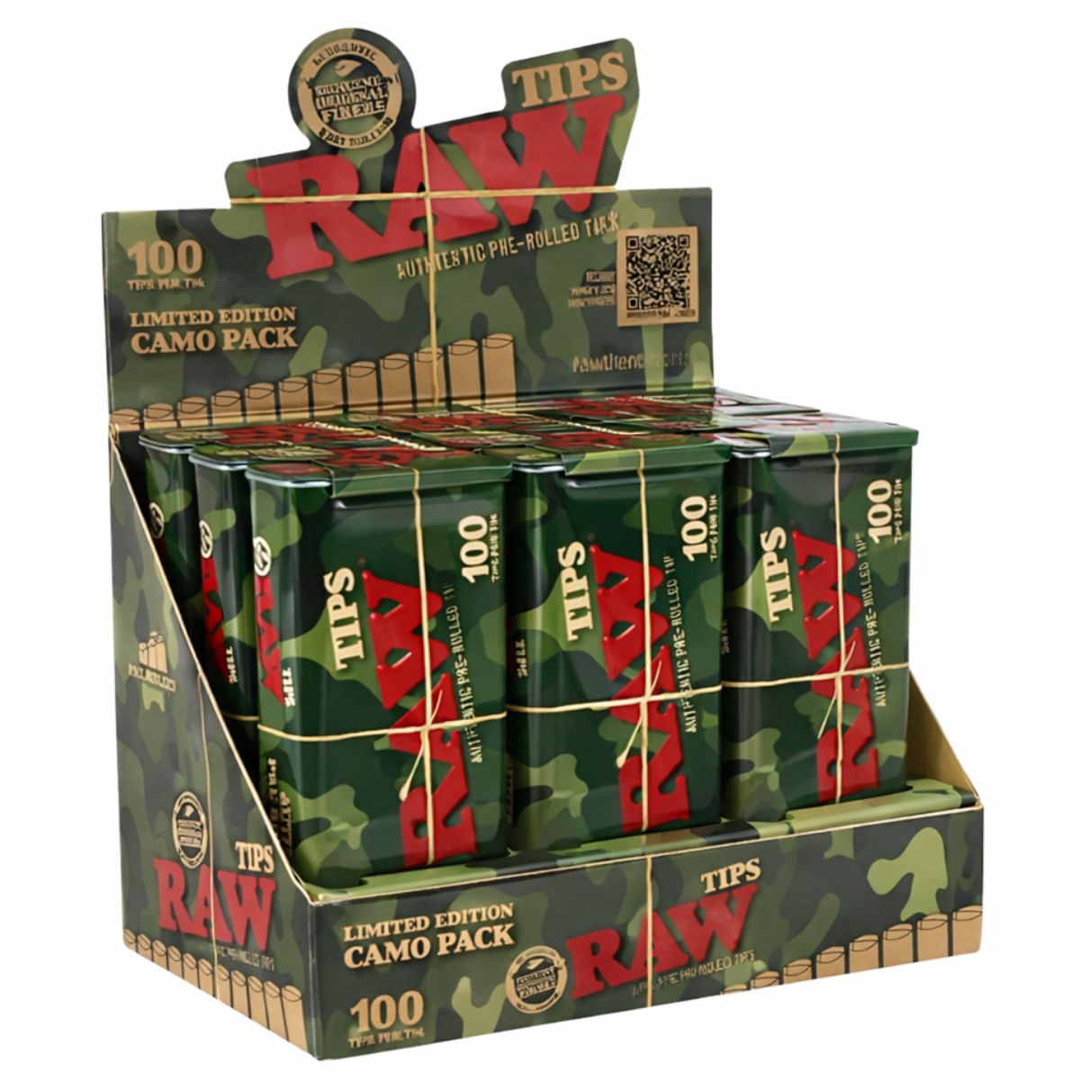 RAW Camo 100 Pre-Rolled Tips Limited Edition (6tinsdisplay) RAW Camo 100 Pre Rolled Tips Limited Edition 6tinsdisplay