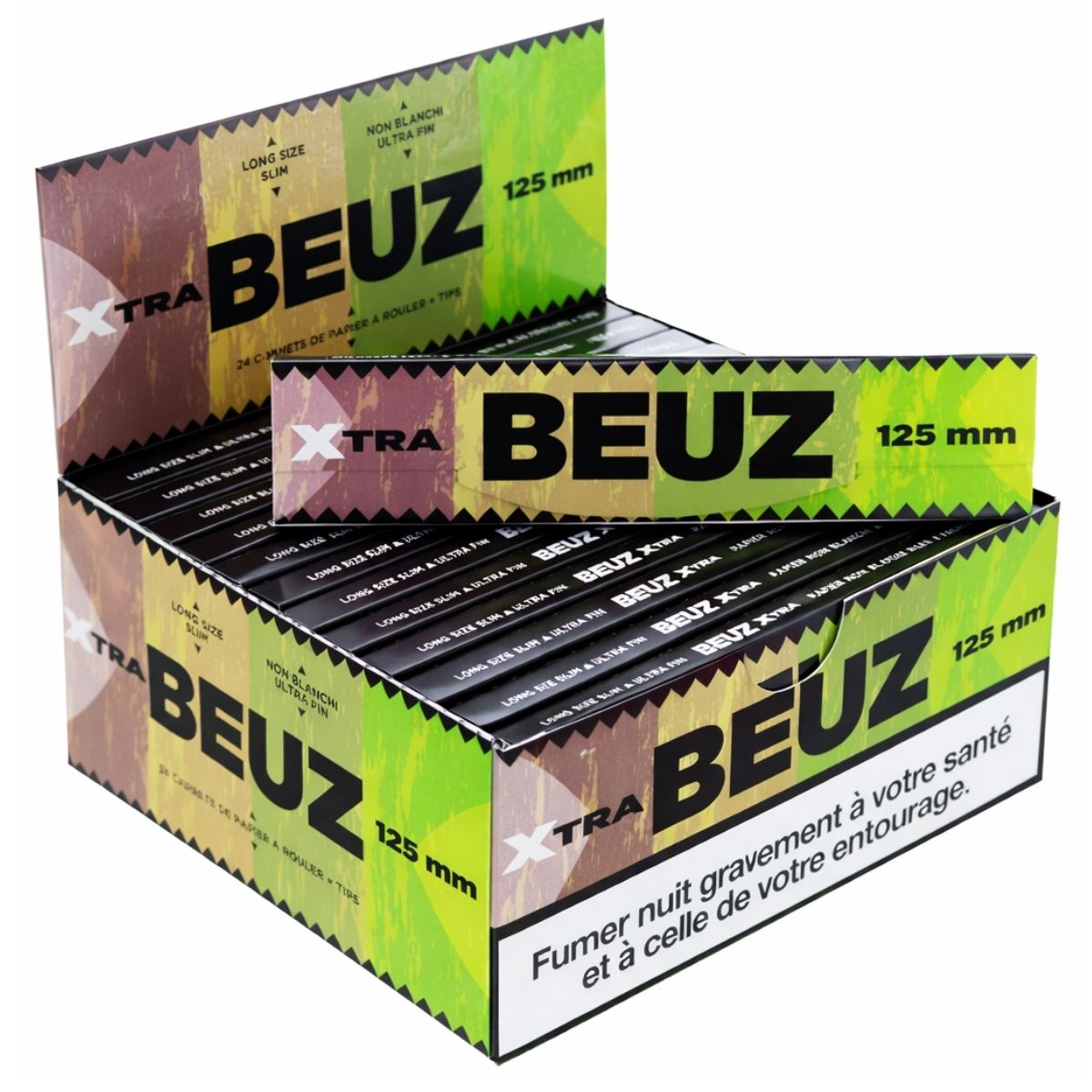 Beuz Xtra Slim Long Brown Unbleached Rolling Papers 125mm + Tips 24 Booklets Beuz Xtra Slim Long Brown Unbleached Rolling Papers 125mm Tips 24 Booklets