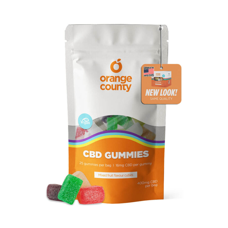 Orange County CBD Gummies Mixed Fruit Flavor Cubes 400mg-Wholesale