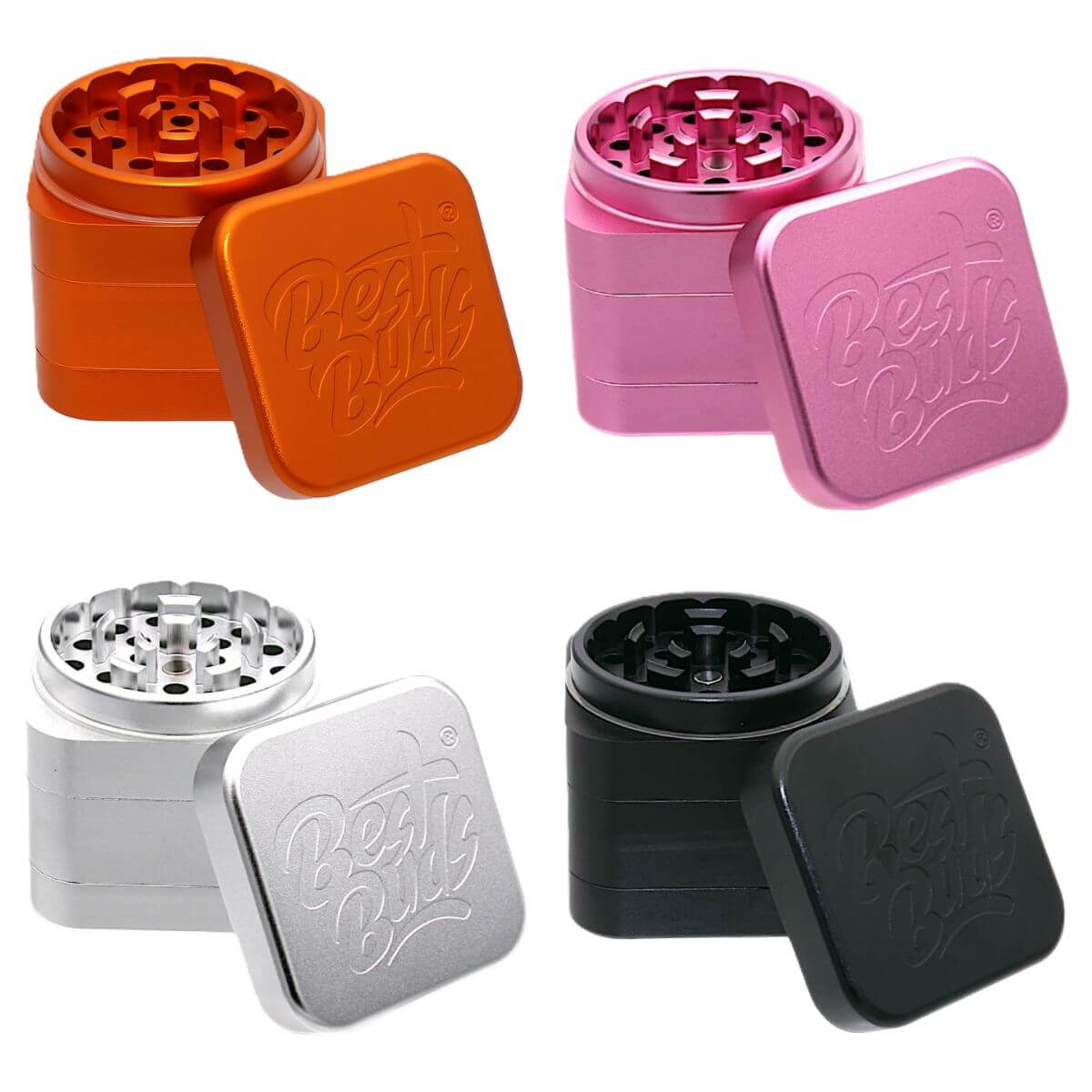 Best-Buds-The-Cube-Aluminium-Grinder-4-Parts-(50mm) Best Buds The Cube Aluminium Grinder 4 Parts 50mm
