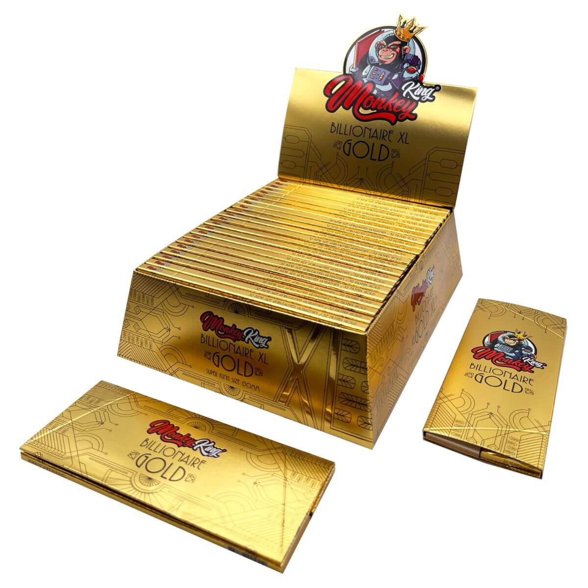 Monkey-King-Billionaire-Gold-XL-Unbleached-Ultrathin-Rolling-Papers-130-mm-(24pcsdisplay)-2 Monkey King Billionaire Gold XL Unbleached Ultrathin Rolling Papers 130 mm 24pcsdisplay 2