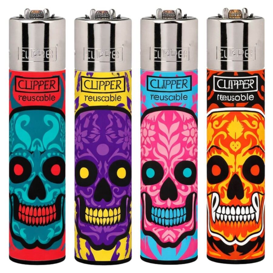 Wholesale Clipper Lighters Classic Large Marked Skulls (24pcs/display ...