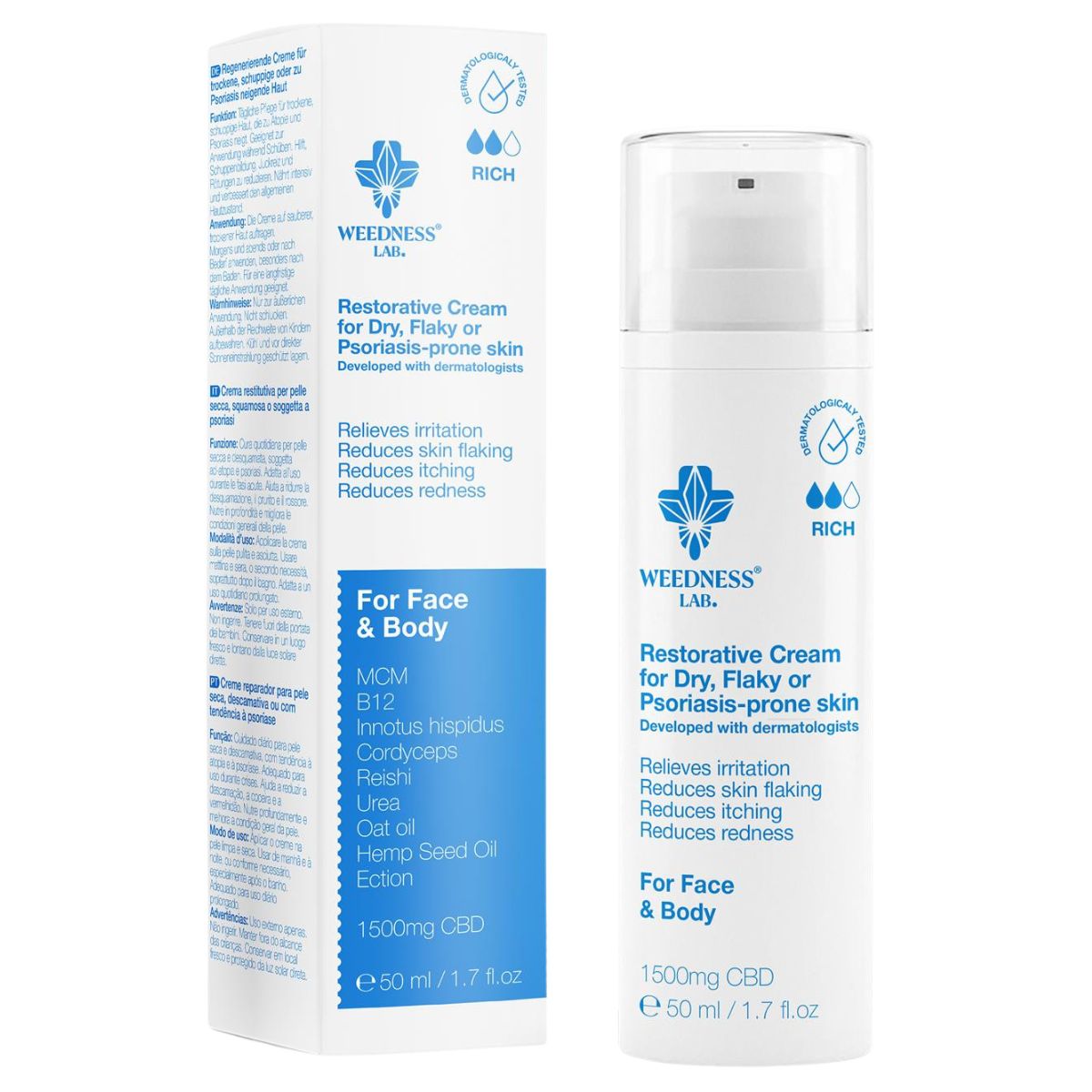 Weedness Restorative CBD Cream for Dry Flaky and Psoriasis-Prone Skin 1500mg CBD (50 ml) Weedness Restorative CBD Cream for Dry Flaky and Psoriasis Prone Skin 1500mg CBD 50 ml
