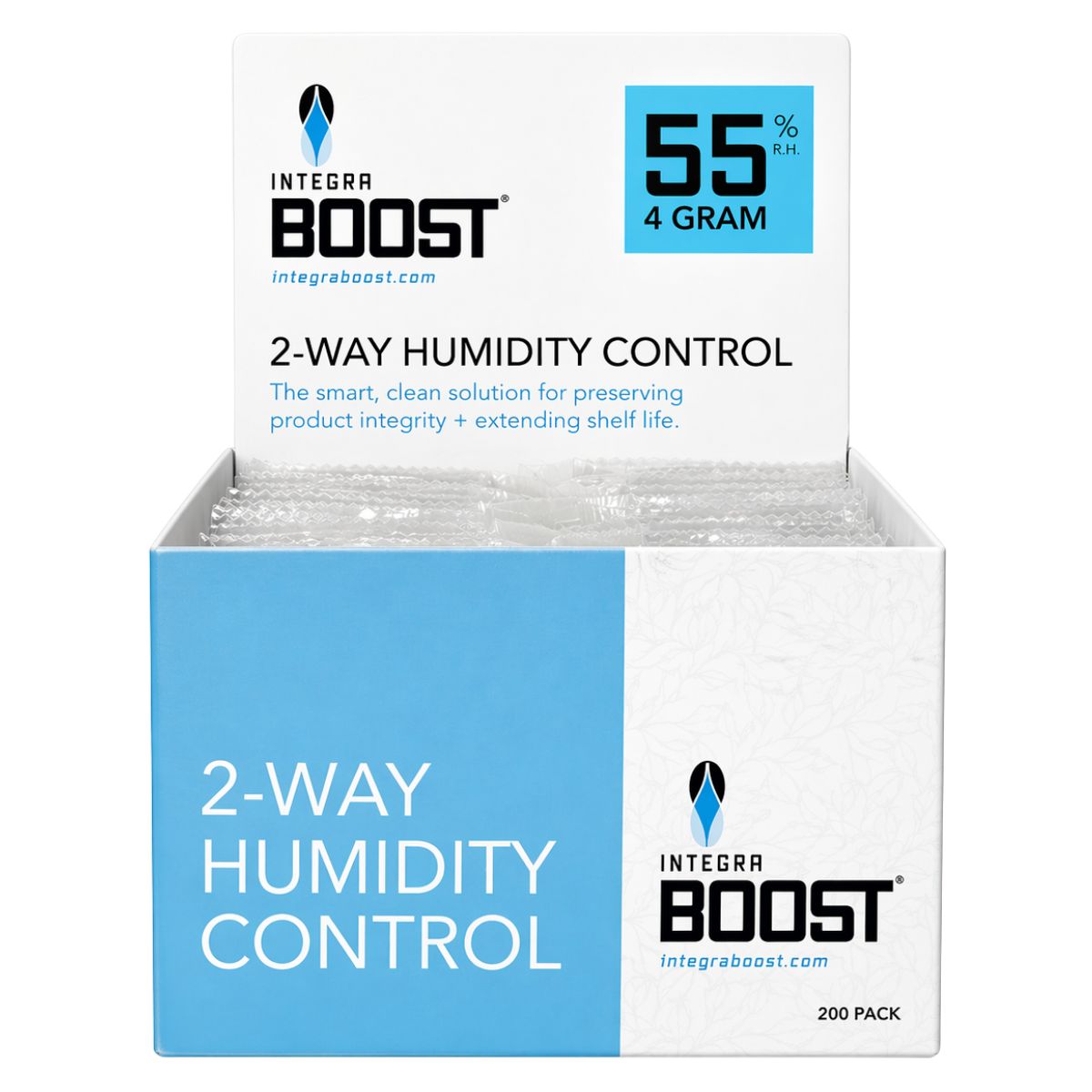Integra Boost 2-Way Humidity Control 55% RH - 4 Grams (200pcsdisplay) Integra Boost 2-Way Humidity Control 55% RH - 4 Grams (200pcs/display)