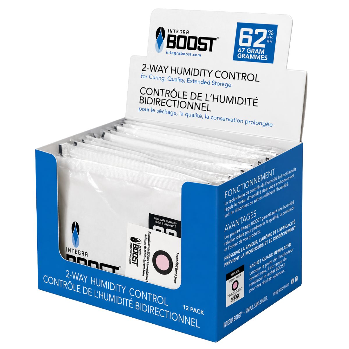 Integra Boost 2-Way Humidity Control 62% RH - 67 Grams (12pcsdisplay) Integra Boost 2-Way Humidity Control 62% RH - 67 Grams (12pcs/display)