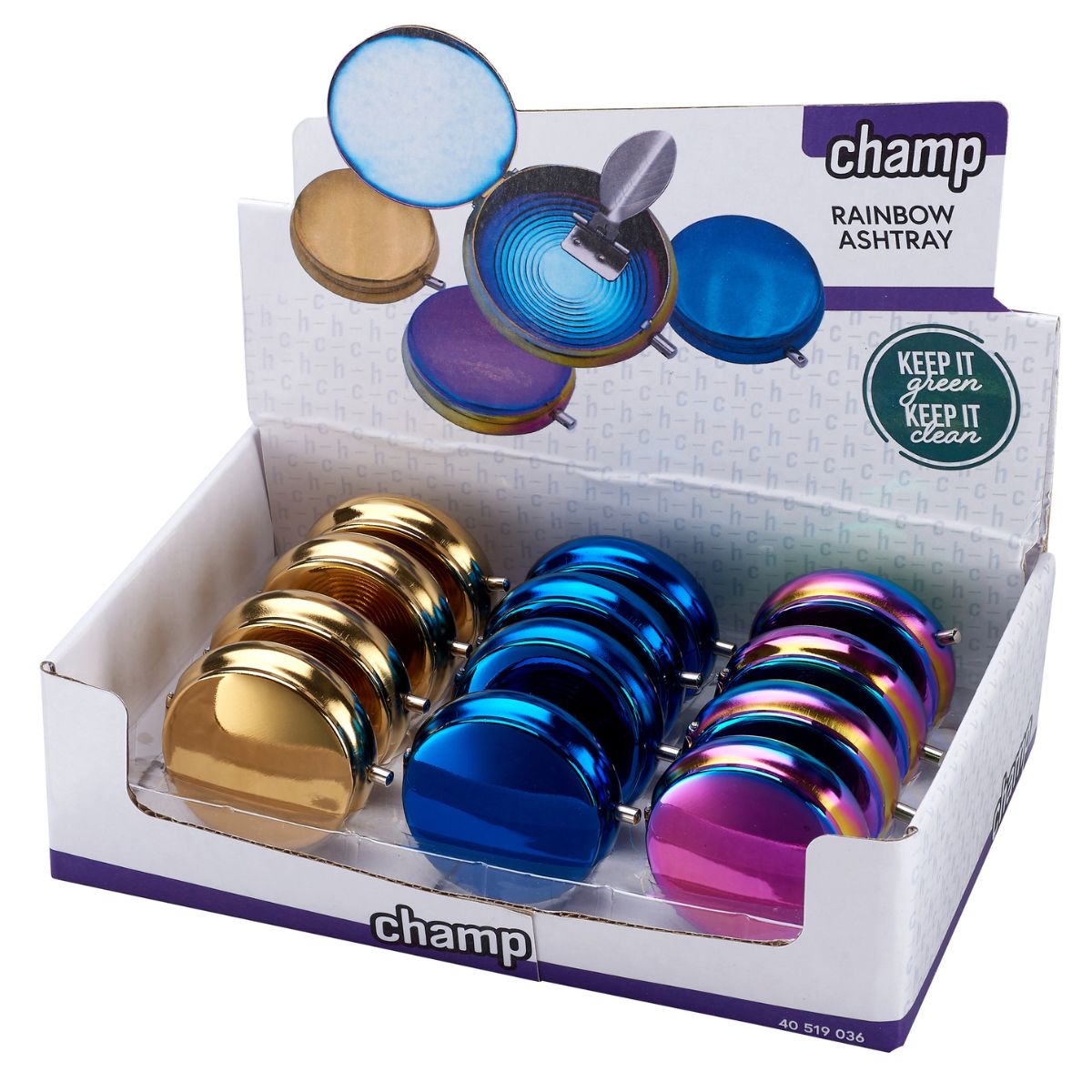 Champ High Pocket Rainbow Ashtray (12pcsdisplay) Champ High Pocket Rainbow Ashtray (12pcs/display)