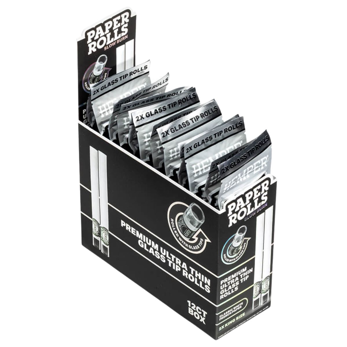 Hemper King Size Glass Tipped Classic White Paper Rolls (12pcsdisplay) Hemper King Size Glass Tipped Classic White Paper Rolls (12pcs/display)