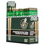 Hemper King Size Glass Tipped Natural Brown Paper Cones (12pcs/display)