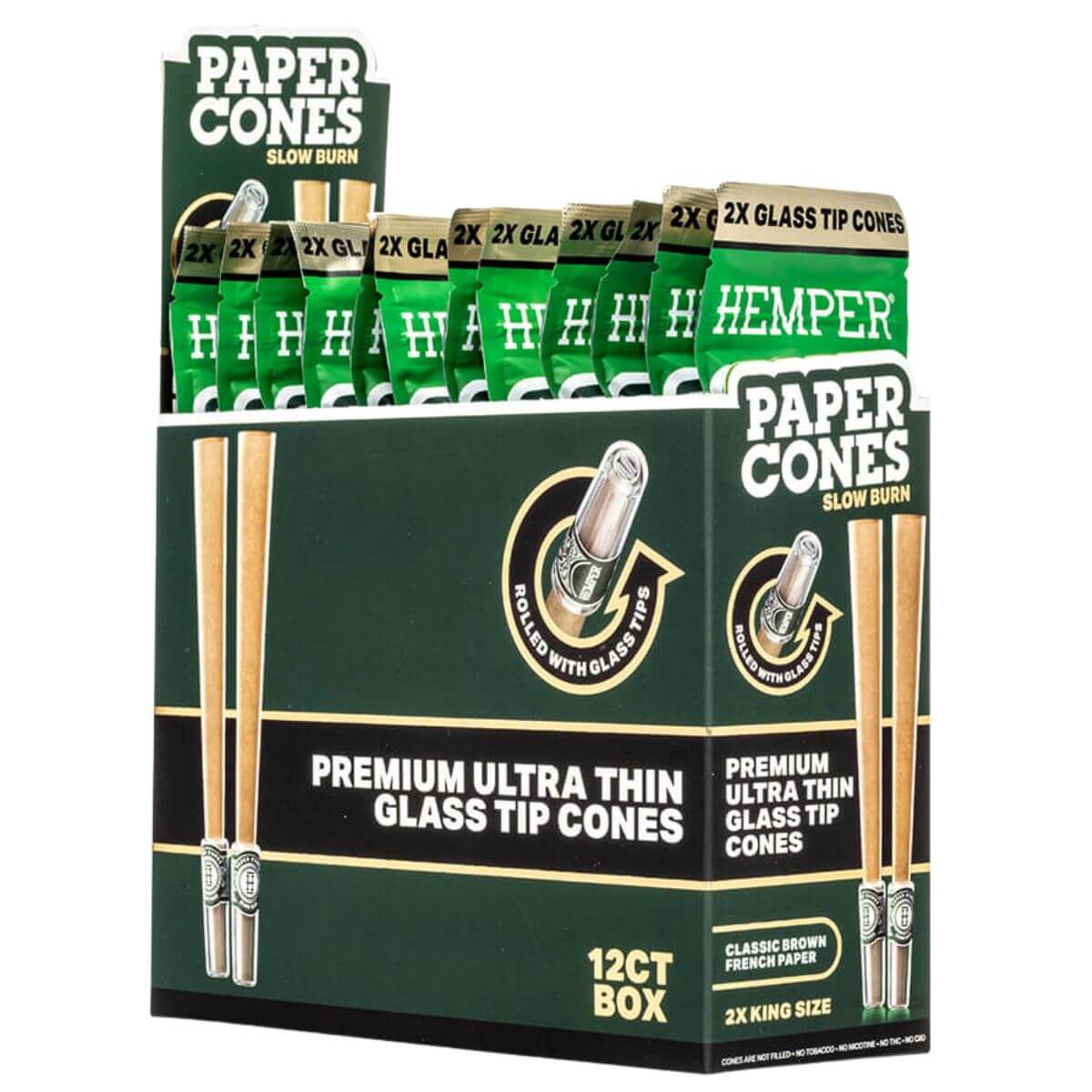 Hemper King Size Glass Tipped Natural Brown Paper Cones (12pcsdisplay) Hemper King Size Glass Tipped Natural Brown Paper Cones (12pcs/display)