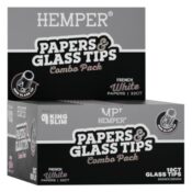 Hemper King Size Rolling Classic White Paper Booklet + Glass Tips (20pcsdisplay) 6mm