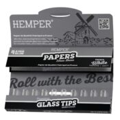 Hemper King Size Rolling Classic White Paper Booklet Glass Tips 20pcsdisplay 6mm 4