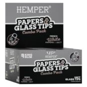 Hemper King Size Rolling Classic White Paper Booklet + Glass Tips (20pcsdisplay) 7mm