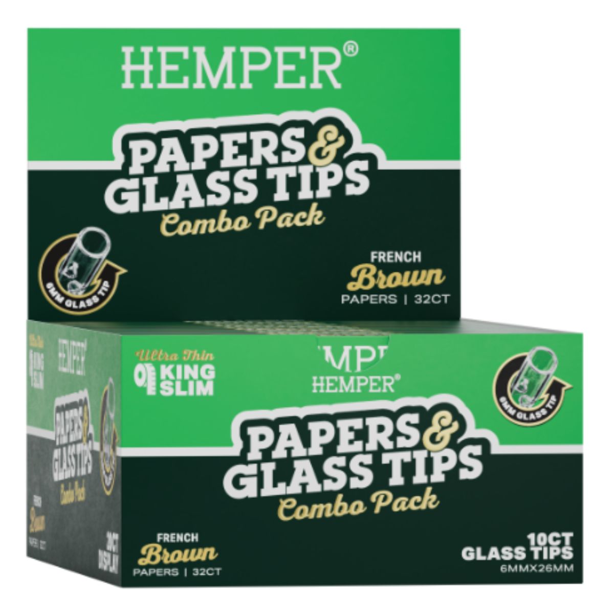 Hemper King Size Rolling Natural Brown Paper Booklet + Glass Tips (20pcsdisplay) 6mm Hemper King Size Rolling Natural Brown Paper Booklet + Glass Tips (20pcsdisplay) 6mm