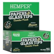 Hemper King Size Rolling Natural Brown Paper Booklet + Glass Tips (20pcsdisplay) 7mm