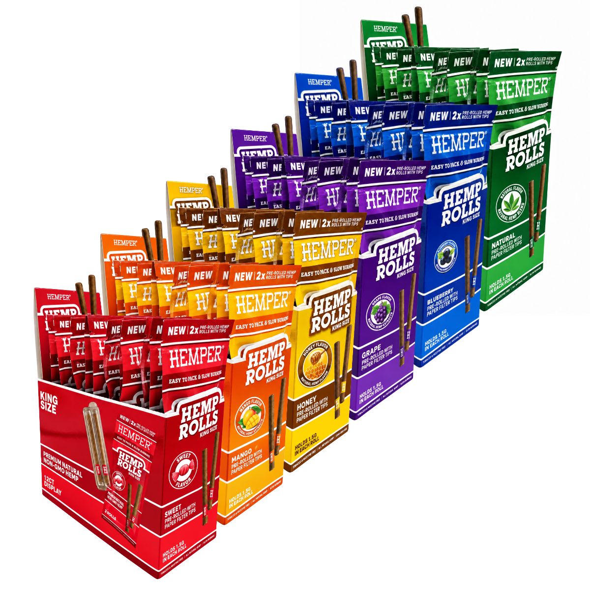 Hemper Pre-Rolled King Size Hemp Rolls + Paper Tip 2-Pack (12pcsdisplay) Hemper Pre-Rolled King Size Hemp Rolls + Paper Tip 2-Pack (12pcs/display)